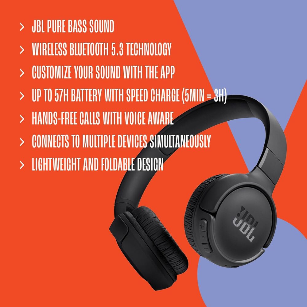 JBL Tune 520BT, Wireless On-Ear Headphones, Up to 57H Battery Life, Speed Charge - Picture 4 of 4